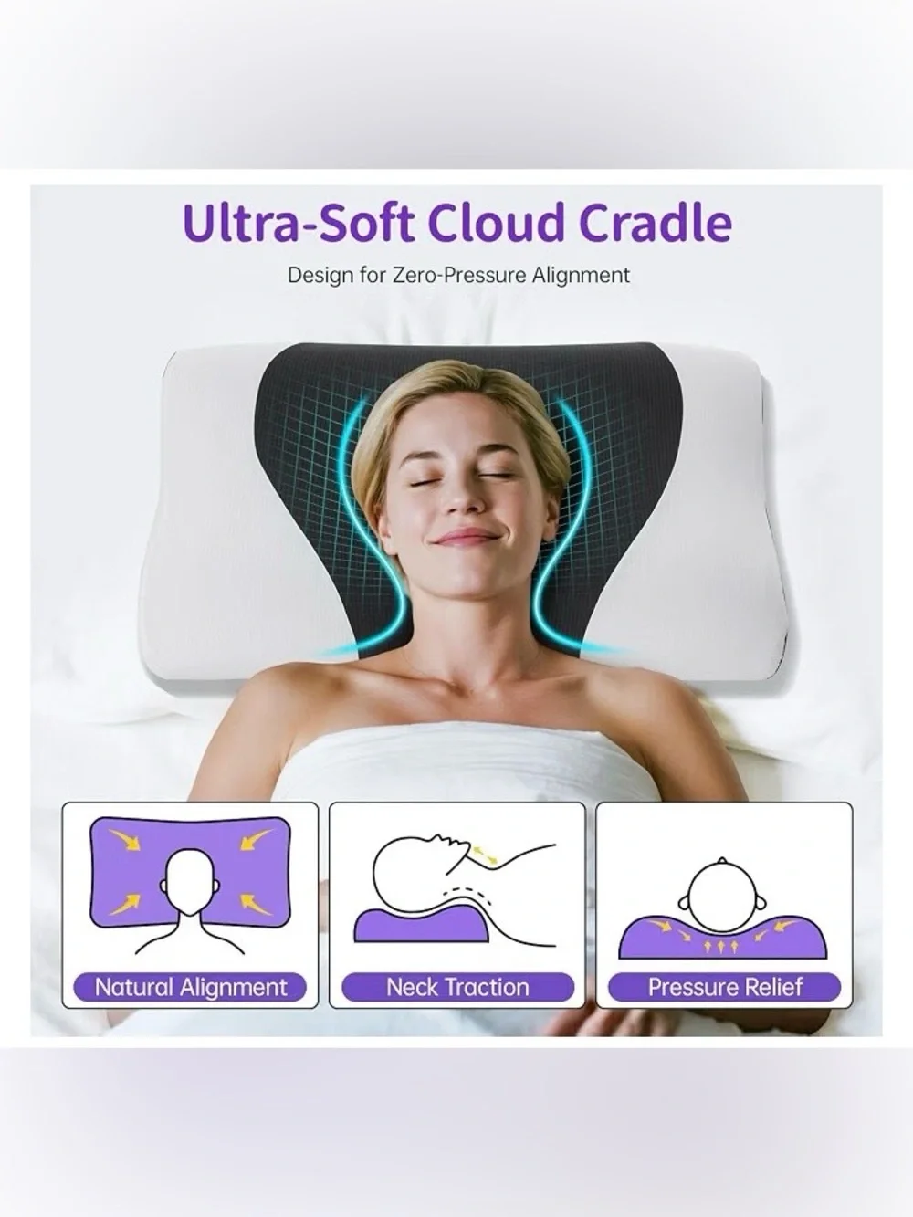 Cloud Align Soft Cooling Cloud Pillow for Sleeping, NEW